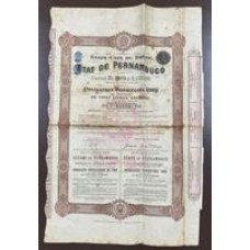 Apólice - ETAT D' Pernambuco - 500 Francos - Ano 1909 - ou 20 Libras