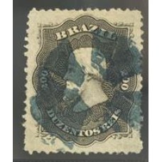  Império - Dom Pedro II - Nº28 - 200 Réis - Carimbado 